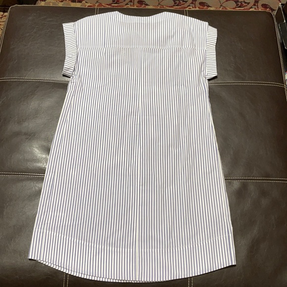 Striped Lace-up Cotton Shirtdress White Blue - Picture 8 of 11